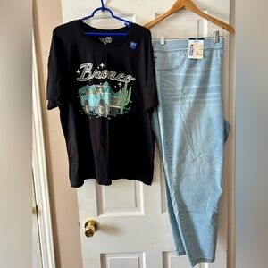 Women’s Terra & Sky Jeggings w/ Time and Tru Ford Bronco Shirt 3x